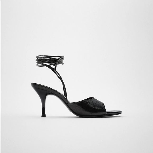 ZARA TIED HIGH-HEEL SANDALS THIN STRAPS TO TIE AROUND ANKLE THIN HEEL - Picture 2 of 9
